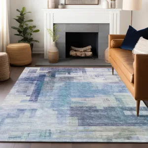 Luxury Washable Indoor/Outdoor Ravenna Blue 9\' x 12\' Rug