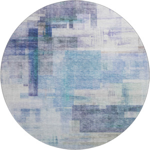 Luxury Washable Indoor/Outdoor Ravenna Blue 8' x 8' Round Rug