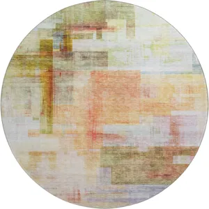 Luxury Washable Indoor/Outdoor Ravenna Coral 8\' x 8\' Round Rug