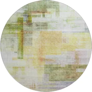 Luxury Washable Indoor/Outdoor Ravenna Green 8\' x 8\' Round Rug