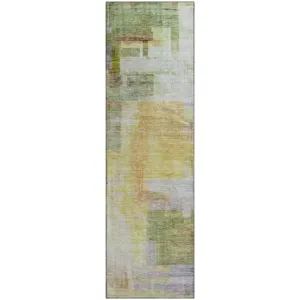 Luxury Washable Indoor/Outdoor Ravenna Green 2\'3\" x 7\'6\" Runner Rug