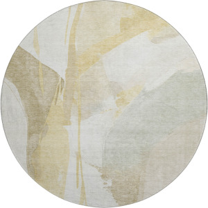 Luxury Washable Indoor/Outdoor Ravenna Beige 8' x 8' Round Rug