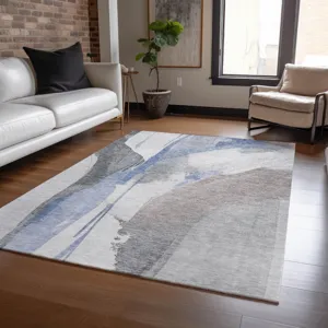 Luxury Washable Indoor/Outdoor Ravenna Denim 3\' x 5\' Rug