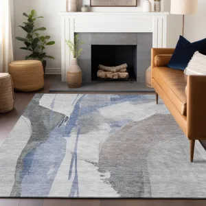 Luxury Washable Indoor/Outdoor Ravenna Denim 3\' x 5\' Rug