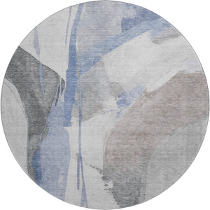 Luxury Washable Indoor/Outdoor Ravenna Denim 8' x 8' Round Rug