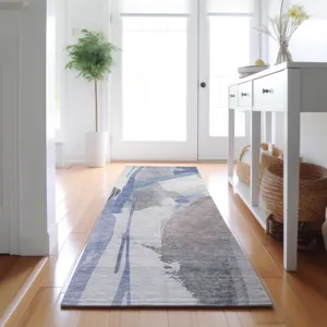 Luxury Washable Indoor/Outdoor Ravenna Denim 2\'3\" x 7\'6\" Runner Rug
