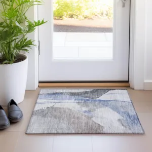 Luxury Washable Indoor/Outdoor Ravenna Denim 1\'8\" x 2\'6\" Rug