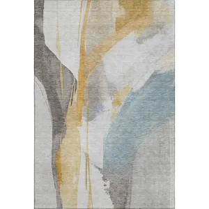 Luxury Washable Indoor/Outdoor Ravenna Gold 2\'6\" x 3\'10\" Rug