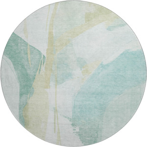 Luxury Washable Indoor/Outdoor Ravenna Teal 8' x 8' Round Rug