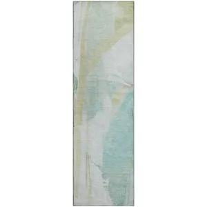 Luxury Washable Indoor/Outdoor Ravenna Teal 2\'3\" x 7\'6\" Runner Rug