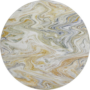 Luxury Washable Indoor/Outdoor Ravenna Linen 8' x 8' Round Rug