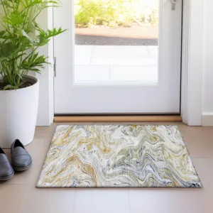 Luxury Washable Indoor/Outdoor Ravenna Linen 1\'8\" x 2\'6\" Rug
