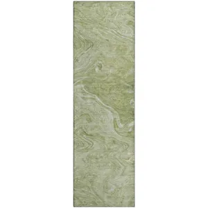Luxury Washable Indoor/Outdoor Ravenna Sage 2\'3\" x 7\'6\" Runner Rug