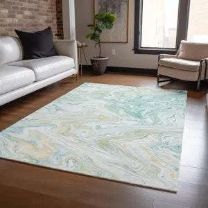 Luxury Washable Indoor/Outdoor Ravenna Sky 10\' x 14\' Rug