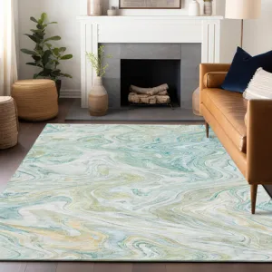 Luxury Washable Indoor/Outdoor Ravenna Sky 10\' x 14\' Rug