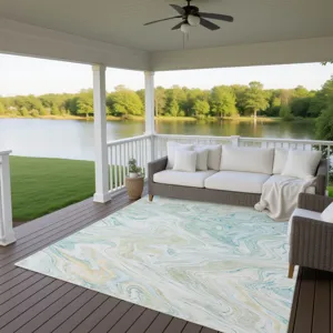 Luxury Washable Indoor/Outdoor Ravenna Sky 10\' x 14\' Rug