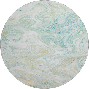 Luxury Washable Indoor/Outdoor Ravenna Sky 8' x 8' Round Rug