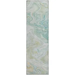 Luxury Washable Indoor/Outdoor Ravenna Sky 2\'3\" x 7\'6\" Runner Rug