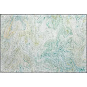 Luxury Washable Indoor/Outdoor Ravenna Sky 1\'8\" x 2\'6\" Rug