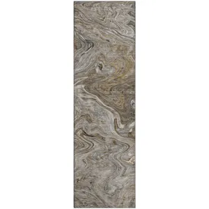 Luxury Washable Indoor/Outdoor Ravenna Taupe 2\'3\" x 7\'6\" Runner Rug