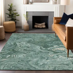 Luxury Washable Indoor/Outdoor Ravenna Teal 9\' x 12\' Rug