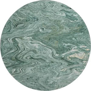 Luxury Washable Indoor/Outdoor Ravenna Teal 8\' x 8\' Round Rug