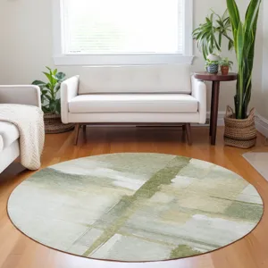 Luxury Washable Indoor/Outdoor Ravenna Aloe 8\' x 8\' Round Rug