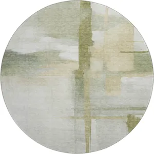 Luxury Washable Indoor/Outdoor Ravenna Aloe 8\' x 8\' Round Rug