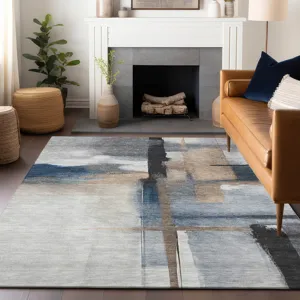 Luxury Washable Indoor/Outdoor Ravenna Blue 9\' x 12\' Rug
