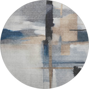 Luxury Washable Indoor/Outdoor Ravenna Blue 8' x 8' Round Rug