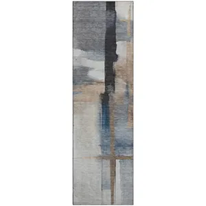 Luxury Washable Indoor/Outdoor Ravenna Blue 2\'3\" x 7\'6\" Runner Rug