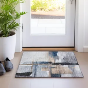 Luxury Washable Indoor/Outdoor Ravenna Blue 1\'8\" x 2\'6\" Rug
