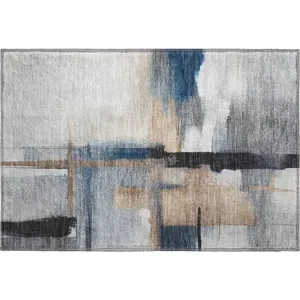 Luxury Washable Indoor/Outdoor Ravenna Blue 1\'8\" x 2\'6\" Rug