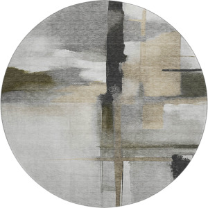Luxury Washable Indoor/Outdoor Ravenna Gray 8' x 8' Round Rug