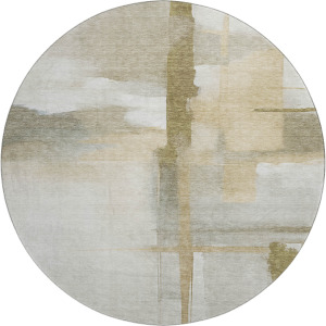 Luxury Washable Indoor/Outdoor Ravenna Putty 8' x 8' Round Rug