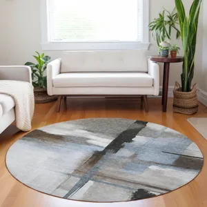 Luxury Washable Indoor/Outdoor Ravenna Taupe 8\' x 8\' Round Rug