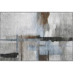 Luxury Washable Indoor/Outdoor Ravenna Taupe 1\'8\" x 2\'6\" Rug