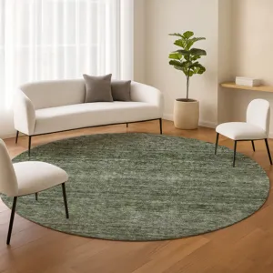 Luxury Washable Indoor/Outdoor Soft Essentials Basil 8\' x 8\' Round Rug