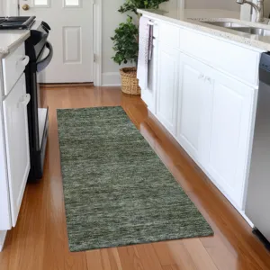 Luxury Washable Indoor/Outdoor Soft Essentials Basil 2\'3\" x 7\'6\" Runner Rug