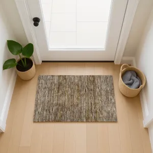 Luxury Washable Indoor/Outdoor Soft Essentials Brown 1\'8\" x 2\'6\" Rug