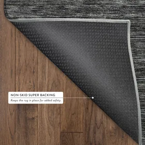 Luxury Washable Indoor/Outdoor Soft Essentials Charcoal 5\' x 7\'6\" Rug