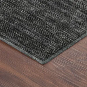 Luxury Washable Indoor/Outdoor Soft Essentials Charcoal 5\' x 7\'6\" Rug