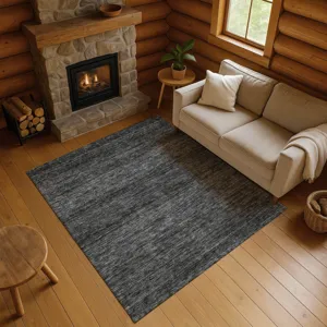 Luxury Washable Indoor/Outdoor Soft Essentials Charcoal 5\' x 7\'6\" Rug