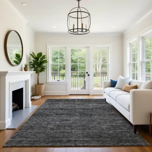 Luxury Washable Indoor/Outdoor Soft Essentials Charcoal 5\' x 7\'6\" Rug