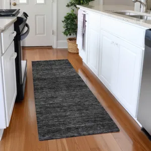 Luxury Washable Indoor/Outdoor Soft Essentials Charcoal 2\'3\" x 7\'6\" Runner Rug
