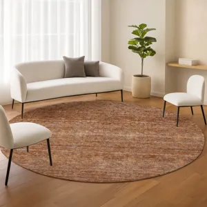 Luxury Washable Indoor/Outdoor Soft Essentials Copper 8\' x 8\' Round Rug