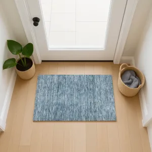 Luxury Washable Indoor/Outdoor Soft Essentials Denim 1\'8\" x 2\'6\" Rug
