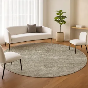 Luxury Washable Indoor/Outdoor Soft Essentials Flax 8\' x 8\' Round Rug