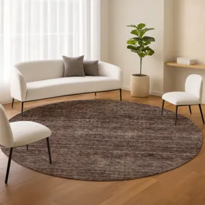 Luxury Washable Indoor/Outdoor Soft Essentials Fudge 8\' x 8\' Round Rug