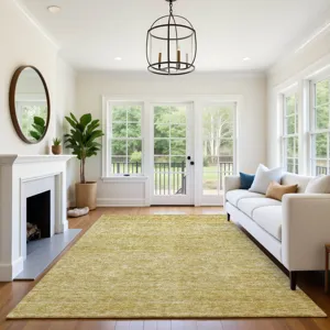 Luxury Washable Indoor/Outdoor Soft Essentials Gold 5\' x 7\'6\" Rug